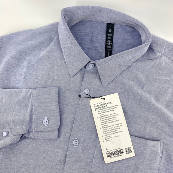 Lululemon Commission Long Sleeve Shirt Mens XL Blue Oxford Button Down LM3DJQS